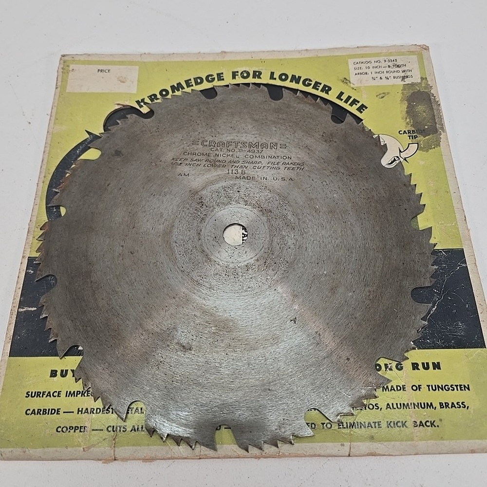 Vintage Craftsman Kromedge Chrome Nickel Combination Circular Saw Blade 9-4937